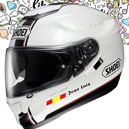 CrisPhy Vinyl-Aufkleber, Flagge Spanien + Dein Name – Fahrrad, Helm, Padelschläger, Skateboards, Auto, Motorrad etc. – Set mit Zwei Vinyl-Aufklebern