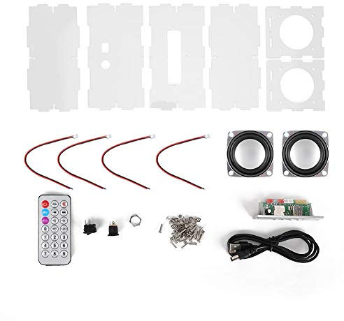 Enceintes Bluetooth, Kit DIY 3W Mini MP3 Music Stereo Speaker Haut-Parleur Portable Amplificateur de Puissance sans Fil Haut-Parleur avec Télécommande.(Clair)