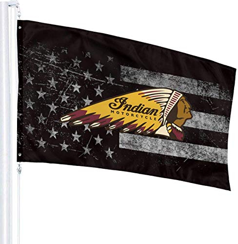 dfgjfgjdfj Flaggen Indian Vintage Motorcycle 3' X 5' Ft Flag Outdoor Flag 100% Single-Layer Translucent Polyester Banner Flag