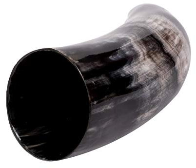 Brillibrum Design Trinkhorn Becher echtes Kuhhorn poliert mit Griff Wikinger Becher Trink-Gefäß aus Horn Bierkrug Mittelalter Unikat Horntasse Met (500 ml, poliertes Kuhhorn)