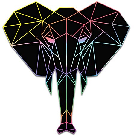 Finest Folia 2 x Polygon Tier Sticker Hologramm Aufkleber Tiere Origami Geometrisch Selbstklebend Kunst für Auto Motorrad Laptop Kühlschrank Wand Dekor R117 (Elefant)