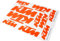 KTM Sticker Aufkleber, 8cm Bike Industries Logo auf Bogen, Maße 17,2 x 24, Rahmen Aufkleber, Wasserfest, Fahrrad, E-Bike, Rennrad, Orange, 10 Stück
