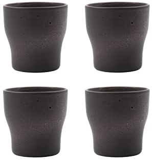 House Doctor 4 x Thermobecher, Liss | Kaffeebecher aus Keramik | Coffee to go Becher für Kaffee & Tee | Dunkelgrau