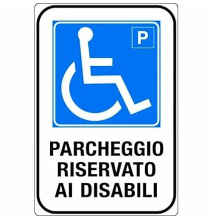 NEW CARTELLO SEGNALETICO - parcheggio riservato ai disabili - Adesivo Extra Resistente, Pannello in Forex, Pannello In Alluminio (PANNELLO IN FOREX 30X42 CM)