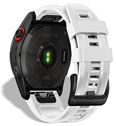 KeeFos 26mm QuickFit Armband Kompatibel mit Garmin Fenix 7X/Fenix 6X/Fenix 6X Pro/Fenix 5X/Fenix 5X Plus, Silikon Ersatzarmband Herren Damen für Garmin Fenix 3/Fenix 3 HR (Weiß)