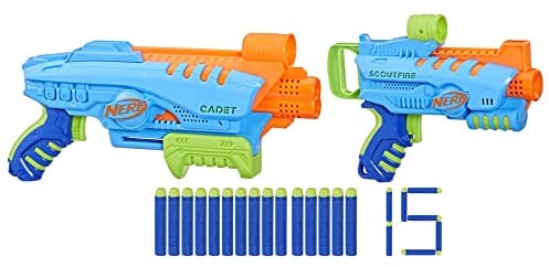 Nerf Elite Junior Ultimate Starter Set, 2 Easy-Play Blaster, 15 Nerf Elite Darts, Outdoor-Spielzeug für Kinder ab 6 Jahren