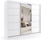 ALTDECOR Kleiderschrank mit Spiegel und Schiebetüren, kugelgelagerte Führungsschienen und Aluminium-Leisten - Maki - 180 cm Weiß