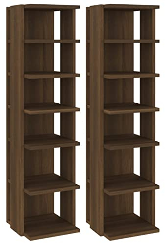 vidaXL 2X Schuhregal Regal Schrank Schuhschrank Schuhablage Schuhständer Schuhaufbewahrung Schuhtruhe Schuhorganizer Braun Eiche-Optik 25x27x102cm Holzwerkstoff