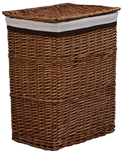 Wäschetruhe mit Deckel & Herausnehmbaren waschbaren Linern, Wäschesammler Wäschekorb Wäschebox Wäschetonne Wäschesack für Bad Schlafzimmer, Braun Weide