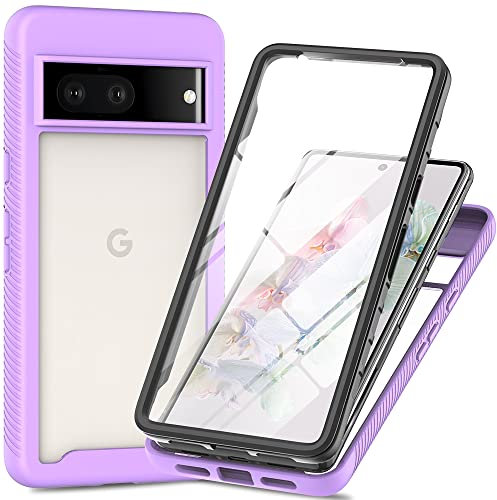 XINNI Funda para Google Pixel 7 Pro Antichoques 360 Grados con Protector de Pantalla Integrado Robusto Doble Cara Bumper Transparente Case Completa Carcasa, Morado Claro