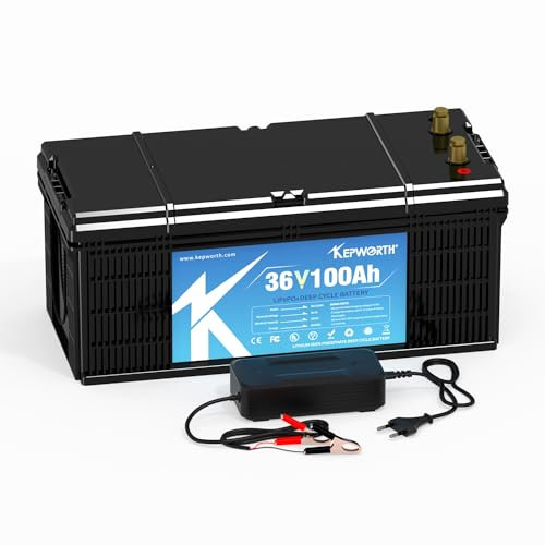 KEPWORTH LiFePO4 batterie 36V 100ah avec batterie de classe A et BMS Deep cycle 10000 + pour bateau solaire RV camping voiturette de golf et ainsi de suite