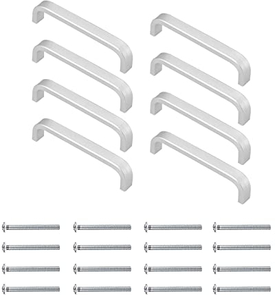 REQAG 8 Stück Küchengriffe 96mm Lochabstand Schrankgriffe Edelstahl Türgriffe Küche, Aluminiumlegierung Möbel Griffen Kabinett Griffe 9.6cm x 2.4cm Silber, Glanz Poliert