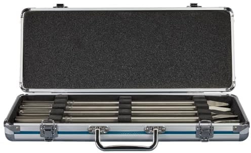 Makita Meißel-Set für SDS-MAX Meißelbohrer (5 Stück) - Aluminium-Transportkoffer - Spitz, Flach - Hartstahl - Burin-et-pic pour marteau perforateur - Meißel