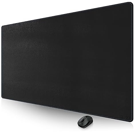 CENNBIE Tapis de bureau en cuir 180 x 70cm, Tapis de souris antidérapant en imperméable, Sous main bureau pour le bureau et la maison (Noir)
