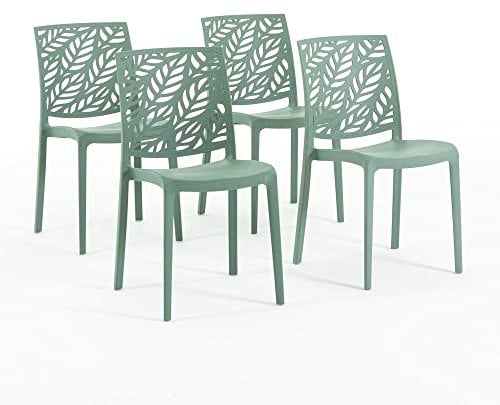RATTATAN Dafne - Stühle aus mit Glasfaser verstärktem Harz (4, Graugrün)