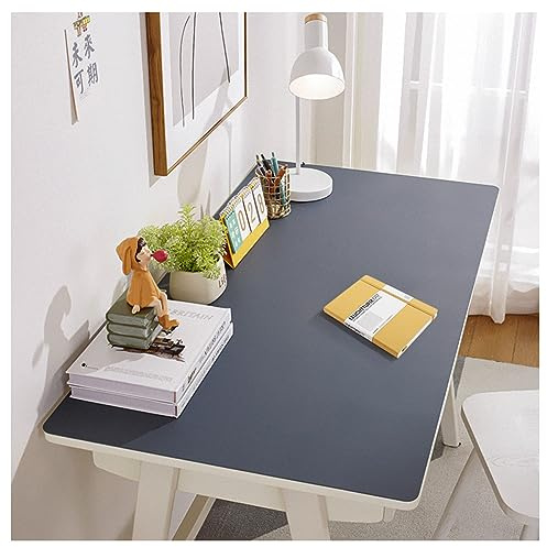 Large Leather Desk Mat, Desk Protection Mat, Table Desk Writing Mat, Large PU Leather Mouse Mat, Waterproof Protector, Notepad (60 x 100 cm, Blue)