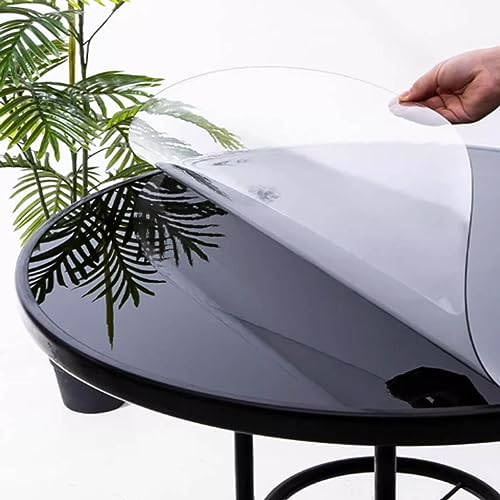 Mantel Transparente de Plástico de 2 mm PVC Impermeable,Protector de Mesa Redondo,Resistente al Aceite Oficina Escritorio Mesa Cristal Mantel Protector para Escritorio (110cm/42.9in,frosted)