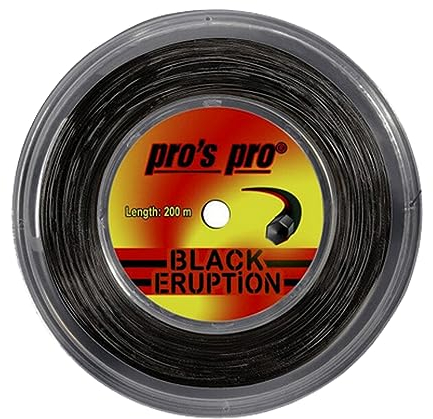 Generisch Pros Pro Black Eruption - Corda da tennis, rotolo da 200 m, 1,18 mm, colore: Nero