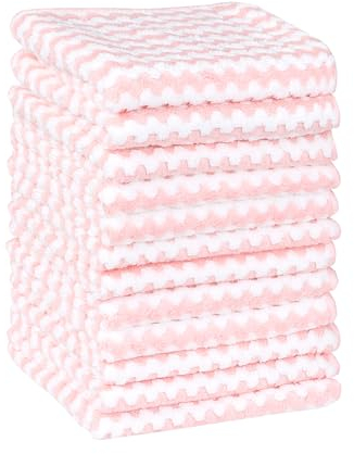 Uxcell Microfiber Cleaning Cloth, 12 Pack Highly Absorbent Lint Free Rags Reusable and Washable Cleaning Towels Pink 30cm x 30cm