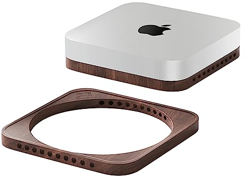 Laetass Acrylic Desktop Stand for Mac Mini M2 and Mac Studio with Built-in Air Filter, Transparent, Heat Dissipation (Walnut)