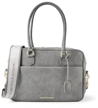 VICTORIA HYDE Damen Handtasche Henkeltasche Große Schultertasche Multi Pocket Top Griff Taschen für Business Büro Schule Einkauf Arbeit-Graue