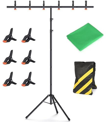 Forlogic Greenscreen-Hintergrund-Set mit Ständer, 2,4 x 1,6 m, tragbarer GreenScreen-Hintergrundständer für Streaming von Videos und Fotoaufnahmen