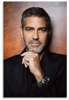 NikZ Poster mit berühmten Schauspielern, George Clooney, Wandkunst, Geschenk, Schlafzimmer, Heimdekoration, hängendes Bild, Leinwandbild, 30 x 45 cm