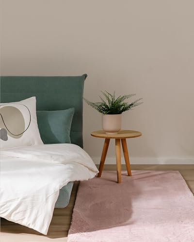 benuta Basic Kunstfaser Fellteppich Furry - Rosa 80x300 cm - Weicher Wohnzimmerteppich - Anti-Rutsch-Rückseite - Waschbar - Für Fußbodenheizung geeignet