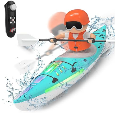 OBEST RC Boat Remote Control Boat RC Kayak Boat W/Colorful LED Light, Electric Waterproof Ship Toy, Never Capsize for Lake/Pool/Bathtub,RC Boat Gift for Boys Girls