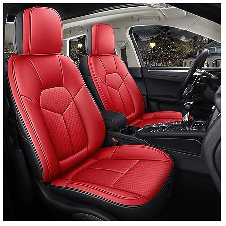 QUTBAG Benutzerdefinierte Autositzbezug Leder Für Auto Für Alfa Für Romeo Für Giulia Autozubehör Sitzkissen Styling Grau Sitzbezüge Autositzbezüge(Farbe:Black RED,Size:Standard)