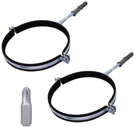 SKIR'CO (2 piezas) Soportes de tubería con forro de goma para tubos de 100 mm, soportes de tubería para montaje en pared y techo, abrazaderas de tubería