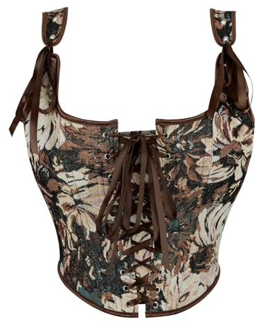 KUOSE Vintage Renaissance Vollbrust Corsage Top mit Träger Bodyshaper Korsett Weste