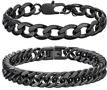 Richsteel 2/3 Piezas Pulseras Hombres de Cadenas Acero Quirúrgico, 19cm 21cm 23cm Largo, Pack de Brazaletes, Buen Peso, Incluye Caja de Regalo