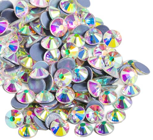 Beadsland Pedrería Hotfix,144 Piezas de Diamantes de imitación de Cristal con Parte Posterior Plana para Manualidades,Ropa,Decoración DIY,Cristal AB,SS50,10 mm