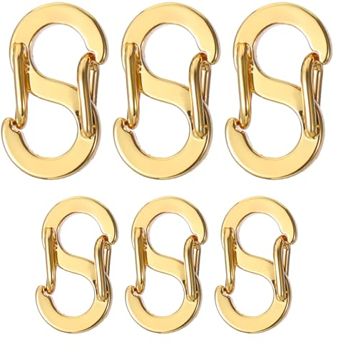 Tyqour 6 Stück Doppelöffnungs Verkürzer Verschluss Kettenverschluss Edelstahl Armband Halsketten Verschluss und Verschlüsse Doppelt öffnende Karabinerverschlüsse S-Lock Halsketten-Clip Gold