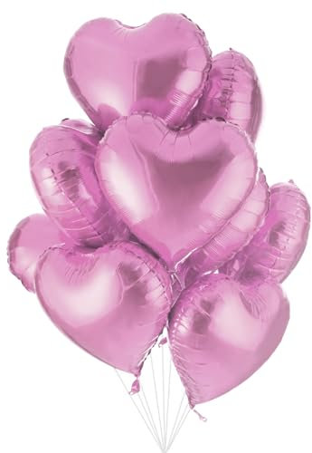 25 Palloncini a Forma di Cuore Rosa ad Elio o Aria per Decorazione Romantica, San Valentino, Anniversario Matrimonio e Fidanzamento