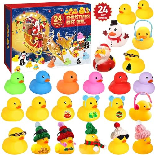 Badeentchen Adventskalender 2025, Adventskalender mit 24 Badeentchen, Weihnachtsgeschenke für Kinder, Jungen, Mädchen, Gummienten-Adventskalender