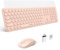 XTREMTEC Volle Größe Kabellose Tastatur und Maus,USB 2.4GHz Verbindung, Retro runde Schreibmaschine ultradünn,leise,niedliche Computer-Tastatur für Windows, Mac, Tablet(hellpink)-Deutsche Tastatur