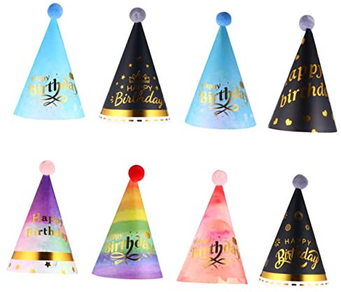 Set Di Cappellini Da Compleanno Carini 8 Pezzi Cappellini Abbronzanti E Morbidi Glitterati Per Ragazzi E Ragazze Accessori Per Feste Decorativi Per Bambine.
