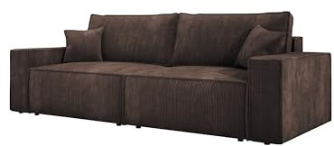 DomoHome Universelles Ecksofa Kasjo Mit Schlaffunktion Und Bettkasten Weicher Cordstoff Flexibel Stellbar Linkes Layout Schlaffläche: 205x135cm Größe: 245x90x83 cm Farbe: Dunkelbraun