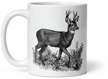 Tasse Natur Hirsch Wildschwein Fuchs Laie Markassin Wald Spaziergang Jagd Tiere Landschaft Tee Kaffee Original Tasse Geschenk Kollege Herren Damen Naturforscher Opa Oma (Reh)