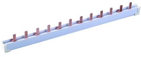 Peigne de raccordement 2P 63A 12 modules, longueur 22,5 cm, borne de connexion bipolaire, pour 12 appareils de barre DIN, pour tableaux électriques, unités