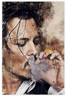 SERHE Johnny Depp 6 - Poster auf Leinwand, Dekoration für Schlafzimmer, Büro, Schlafzimmer, Geschenk, 30x45cm