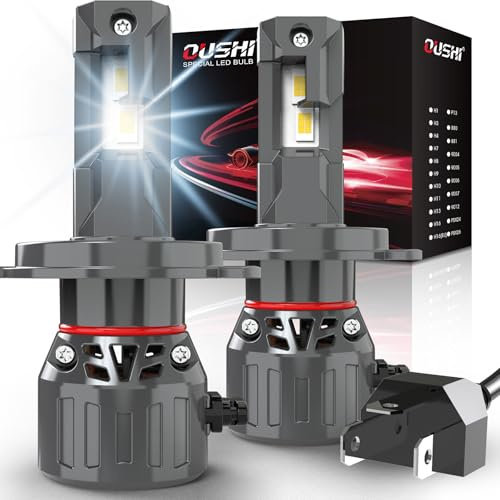 OUSHI Bombilla H4 LED 120W 32000LM, 800% Super Brillo 6000K Xenon Blanco H4 Plug and Play Mini Tamaño 1:1 Alta Bombilla LED 9003 HB2 Hi/Lo, 2 piezas