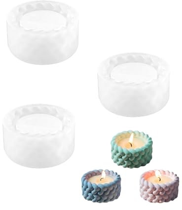 LUMOOM Lot de 3 moules en silicone pour bougies chauffe-plat, bougeoirs, moules en silicone, moules en plâtre pour la fabrication de bougies, pot de fleurs, récipient de conservation, décoration