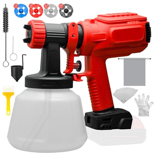 600W Cordless Paint Sprayer for Milwaukee 18V Battery, HVLP Spray Paint Gun with Brushless Motor, HVLP Paint Sprayer for House Painting, Home Interior and Exterior(Battery Not Included)