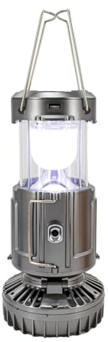 GIWFBQTR 6 in 1 Camping Fan 2 in 1 Hanging Fan with Led Lantern Solar Powered Fan Portable Rechargeable Silver