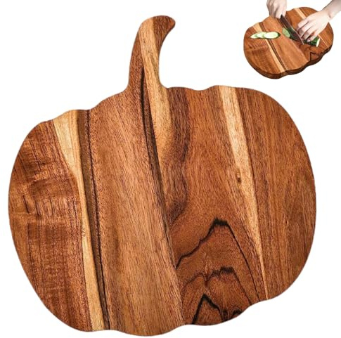 Tagliere in legno a forma di zucca, tagliere di Halloween a forma di zucca, tagliere da cucina con manico, ciotola da portata in legno per tritare la carne
