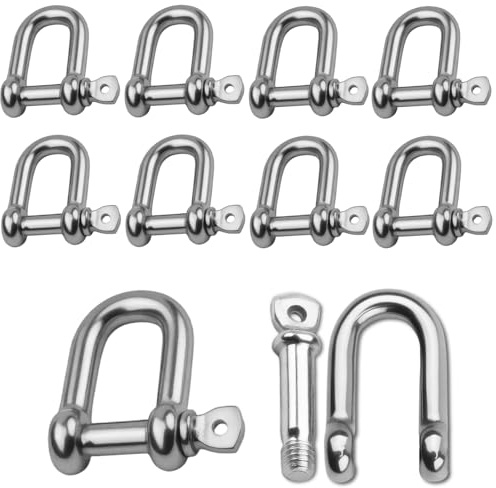 10 Grillo M6 Grillo in Acciaio Inox 304 Grillo di Sollevamento con Anello a D, per Marine e Fissaggio, Resistenza alla Corrosione, Connessione Sicura