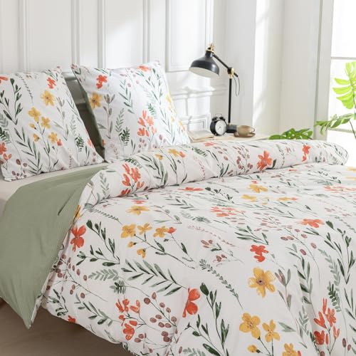 TTCM Housse de Couette 240x220cm, Motif Fleuri Vert
